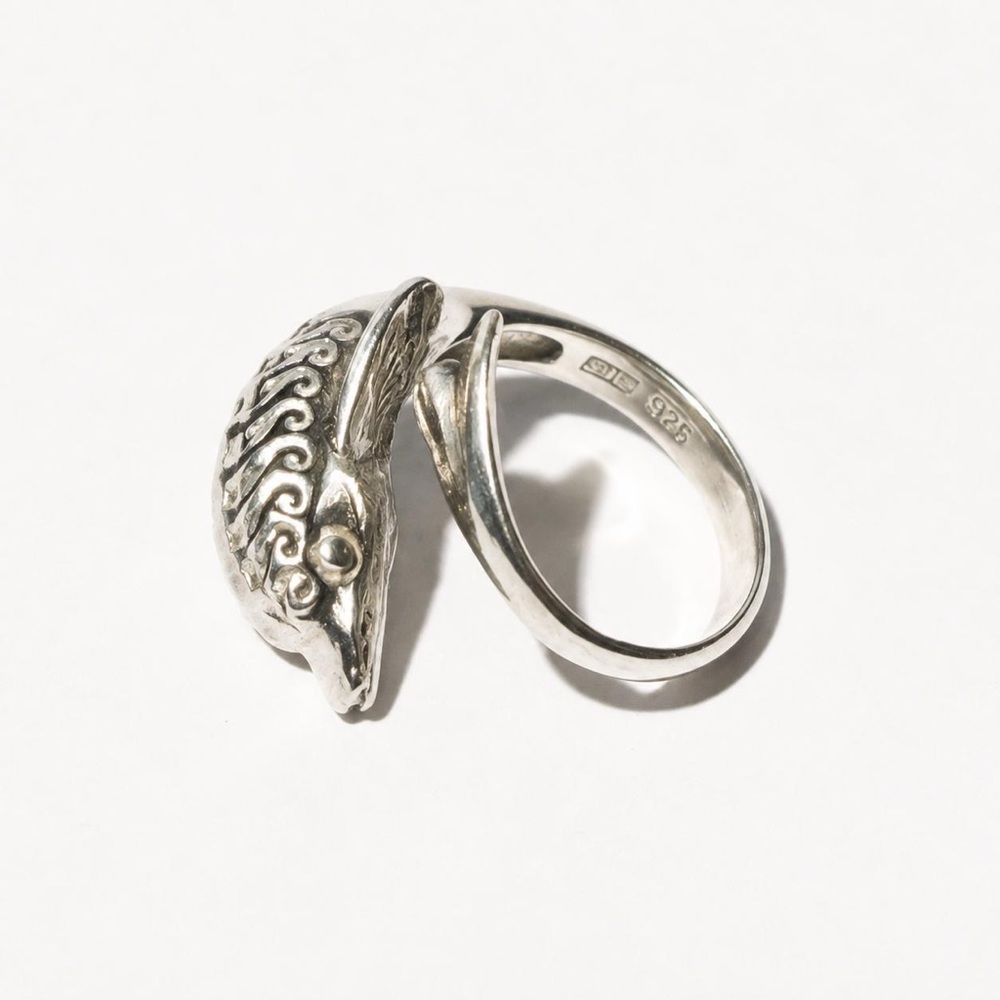 Vintage 925 Sterling Silver Adjustable Dolphin Ring 3.7g